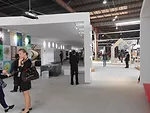 View of the timeline and other exhibits in the 40,000 square-foot warehouse.