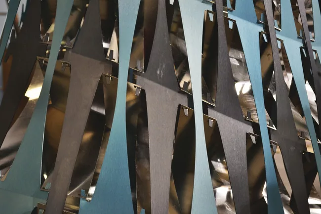 A detail of DO/SU Studio Architecture's commissioned thermo-bimetal work. “It’s like a sculpture by itself,” says Kouo. ”But as an architect, I can see that sculpture as being