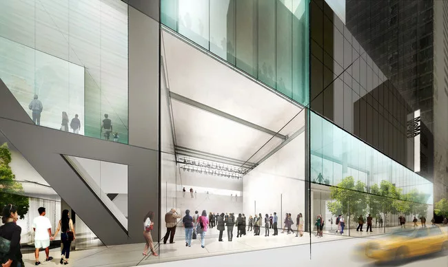Concept sketch showing Diller Scofidio + Renfro's plan for the Museum of Modern Art. View from 53rd Street.