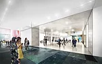 Concept sketch showing Diller Scofidio + Renfro's plan for the Museum of Modern Art. View of the lobby, looking west.<br />
