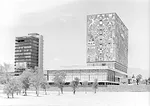 Mario Pani, Enrique del Moral and Salvador Ortega. Rectory Tower, 1952. Juan O’Gorman, Juan<br />Martínez de Velasco, Gustavo Saavedra. Central Library, 1952. C.U., Mexico City.
