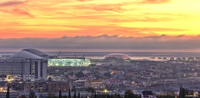 View of the Coastal Cluster of Olympic venues in Sochi