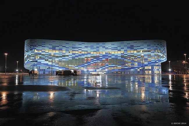 <strong>Iceberg Skating Palace</strong><br /><strong>Architect: Mosproekt-4 with Ingeokom</strong><br />This glass-faceted ice palace for figure skating and short-track speed skating suggests both a w