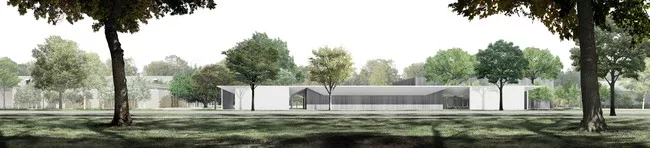 The Menil Drawing Institute, south façade.