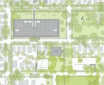 Site plan for the Menil Drawing Institute and new Energy House in relation to the main museum building and Cy Twombly Gallery.