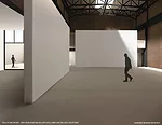 A rendering of Andrew Berman's addition to and renovation of SculptureCenter's building, a 1908 former trolley repair shop in New York City.