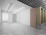 A rendering of Andrew Berman's addition to and renovation of SculptureCenter's building, a 1908 former trolley repair shop in New York City.