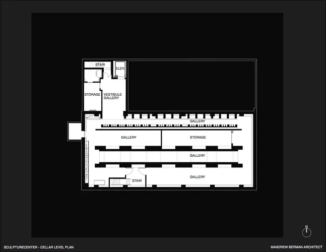 A rendering of Andrew Berman's addition to and renovation of SculptureCenter's building, a 1908 former trolley repair shop in New York City.
