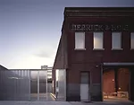 Maya Lin's entrance to SculptureCenter's courtyard shown prior to the current renovation.<br />