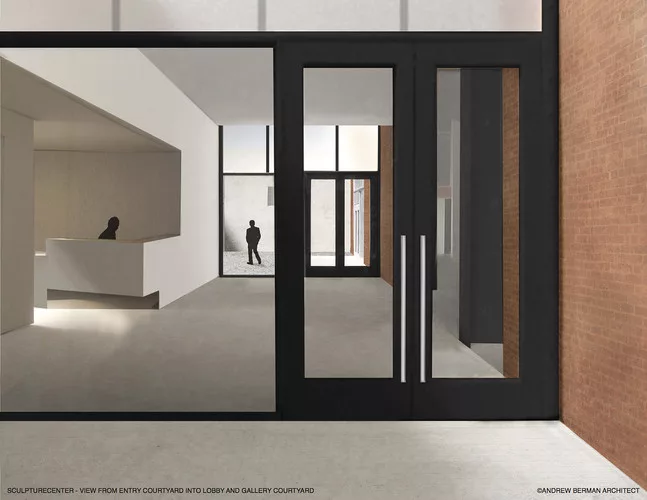 A rendering of Andrew Berman's addition to and renovation of SculptureCenter's building, a 1908 former trolley repair shop in New York City.