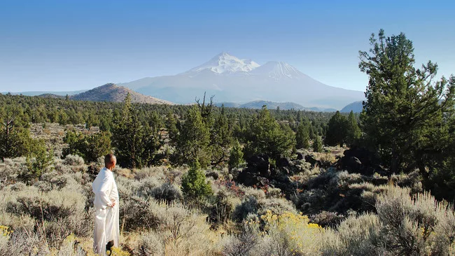 Tssui in Mount Shasta, California. <em>TELOS</em> production still.<br />