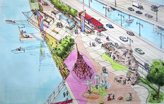 An artist's rendering of possibilities for the planned 11th Street Bridge Park in Washington, D.C.