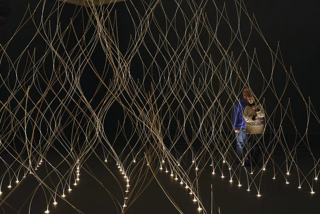 Kengo Kuma's bamboo installation is infused with the scent of Hinoki wood and Tatami mats.