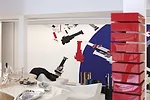 Hadid lives in an open space in London. Some of her early designs, inspired by the revolutionary Russian artist El Lissitzky, hang on the walls.
