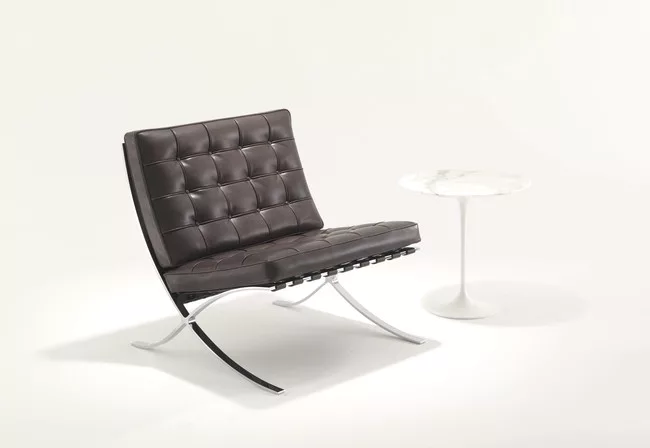 Knoll presented an updated version of Mies’s Barcelona chair with a fuller cushion and softer leathers.