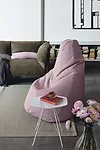 Zanotta’s Sacco chair in a new pale pink houndstooth fabric option.