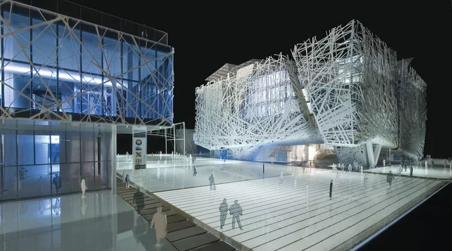 A model of the Italian Pavilion planned for Expo Milano 2015.