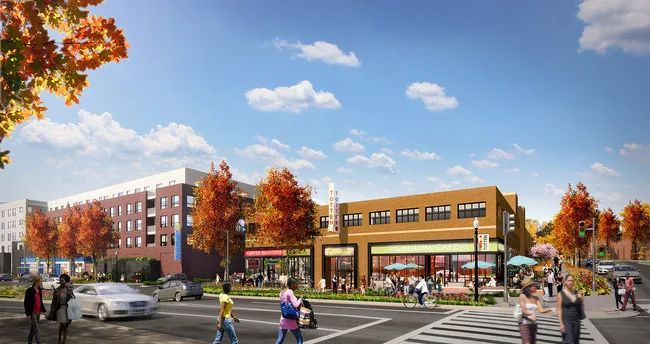 Hickok Cole Architects designed 345 residential units atop a 125,000-square-foot Walmart in the Fort Totten neighborhood of Washington, D.C.