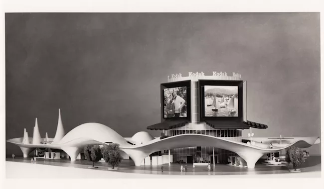A model of the Kodak Pavilion.