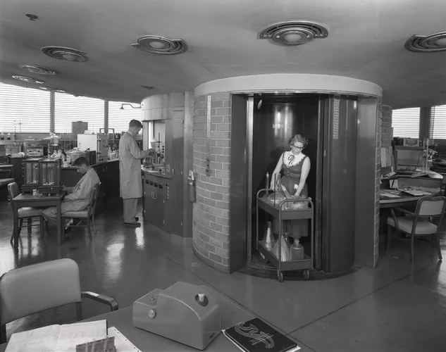 A glimpse inside the Research Tower (c. 1955). The tower served as a hub of innovation and the birthplace to some of the world’s most beloved household products, including Raid (1955), Glade (19