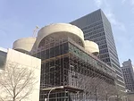 This was what remained of Bertrand Goldberg's Prentice Women's Hospital on Sunday, April 20. Northwestern University is razing it and building a laboratory by Perkins+Will.