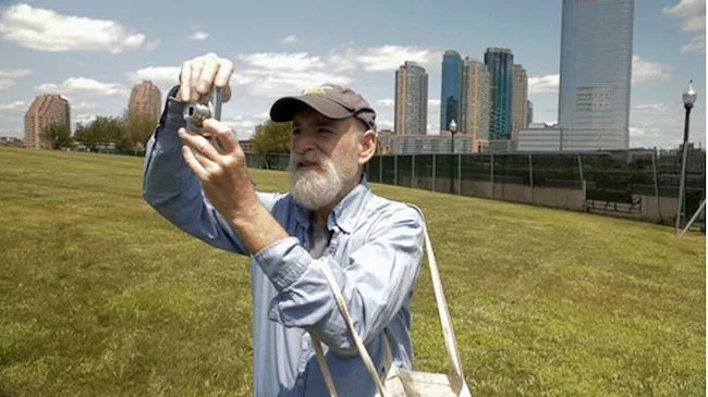 Fred Schwartz, visiting his 9/11 memorial in New Jersey in June 2011.