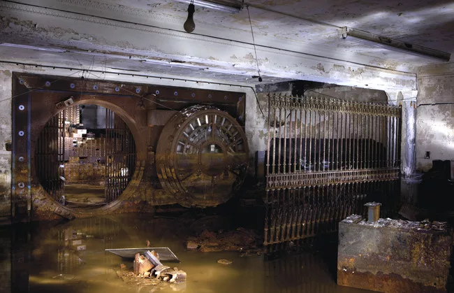 Gates is turning the former Stony Island Bank (basement shown here) into an archive and cultural center.