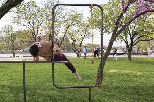 Performers precariously snooze in artist Eva Kotátková's installation <em>The Architecture of Sleep</em> at the Frieze New York art fair last weekend.<br />