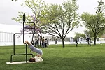 Performers precariously snooze in artist Eva Kotátková's installation <em>The Architecture of Sleep</em> at the Frieze New York art fair last weekend.<br />