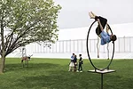 Performers precariously snooze in artist Eva Kotátková's installation <em>The Architecture of Sleep</em> at the Frieze New York art fair last weekend.<br />