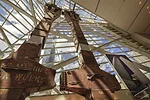 Tridents from the World Trade Center rising in the entry pavilion.