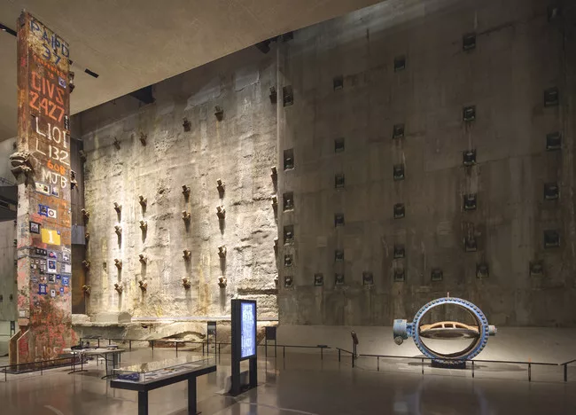 Slurry wall and “Last Column” on the exhibition level.