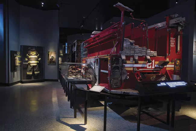 Engine Company 21, dispatched to the World Trade Center after the South Tower was struck, was damaged by flaming debris. <br />