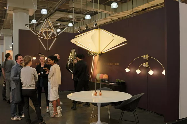 A collection of geometric lighting by Bec Brittain at ICFF.