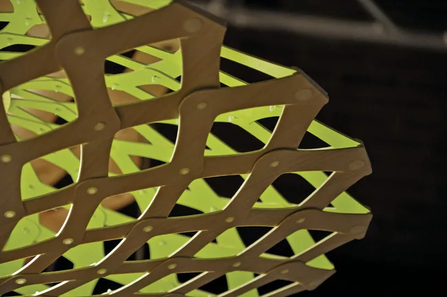 David Trubridge’s bamboo light fixtures are offered in flat-packed, kits of parts that the user assembles.