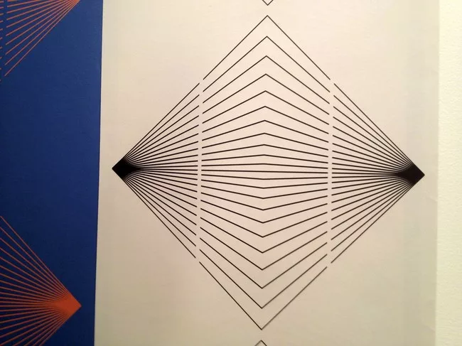 Wallpaper from British husband-and-wife team Quirk & Rescue. The Wundt collection at ICFF is inspired by German psychologist Wilhelm Wundt’s studies of optical illusions in the 1800s.