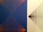 Wallpaper from British husband-and-wife team Quirk & Rescue. The Wundt collection at ICFF is inspired by German psychologist Wilhelm Wundt’s studies of optical illusions in the 1800s.