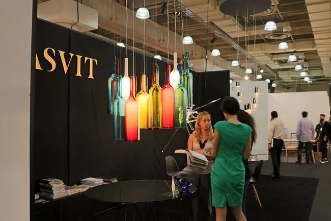 Czech company Lasvit shows Paris-based Arik Levy’s Jar RGB fixture.