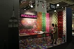 The attention-grabbing booth of Brooklyn-based wallcovering impressarios Flavor Paper.