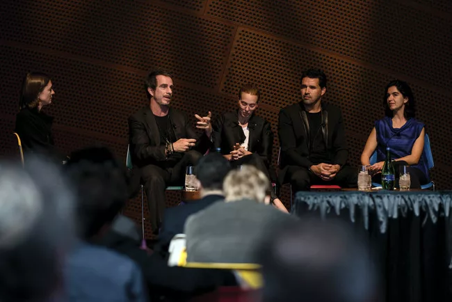 <em>Architectural Record</em> Managing Editor Beth Broome (far left) led a panel discussion on the global influence of Mexico's new generation of architects with (from left to right) Michel Rojkind, T