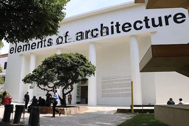 The entrance to <em>Elements of Architecture</em> in the main pavilion in Venice’s Giardini.