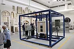 The Window gallery shows a stress-testing device used by contemporary window manufacturers alongside a collection of 16th-19th century window frames.