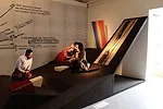 A 1974 living room design by Claude Parent recreated in the Ramp gallery.
