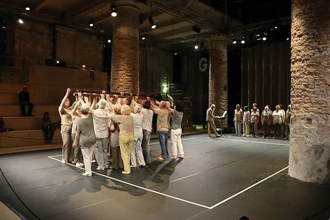 A dance and choral performance in the Arsenale.