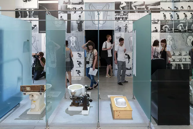 The <em>Toilet</em> display ranges from a chariot-like Roman latrine to contemporary designs.