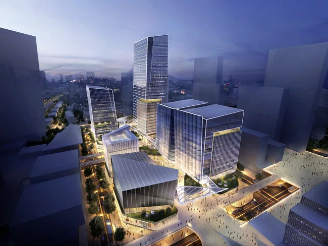 Buildings by KPF, part of the proposed DreamCenter, in the West Bund.