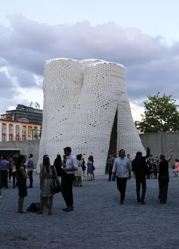The Living's installation, <em>Hy-Fi</em>, in the courtyard at MoMA/P.S.1 in Queens, New York.