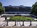 Kasumigaoka National Stadium was designed by Mitsuo Katayama and erected for the 1964 Olympics.<div id='_mcePaste'>﻿﻿