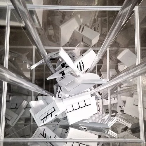 <em>Cut Bend Fold Score</em>, by Jonathan Louie, uses postcard sized models to reconfigure the forms found in <em>S, M, L, XL</em>.<div id='_mcePaste'>﻿﻿