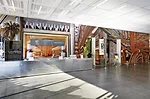 A group of artists called GCC created a wallpaper and sound installation for the lobby of the New Museum, meant to look like a luxury hotel in Abu Dhabi.